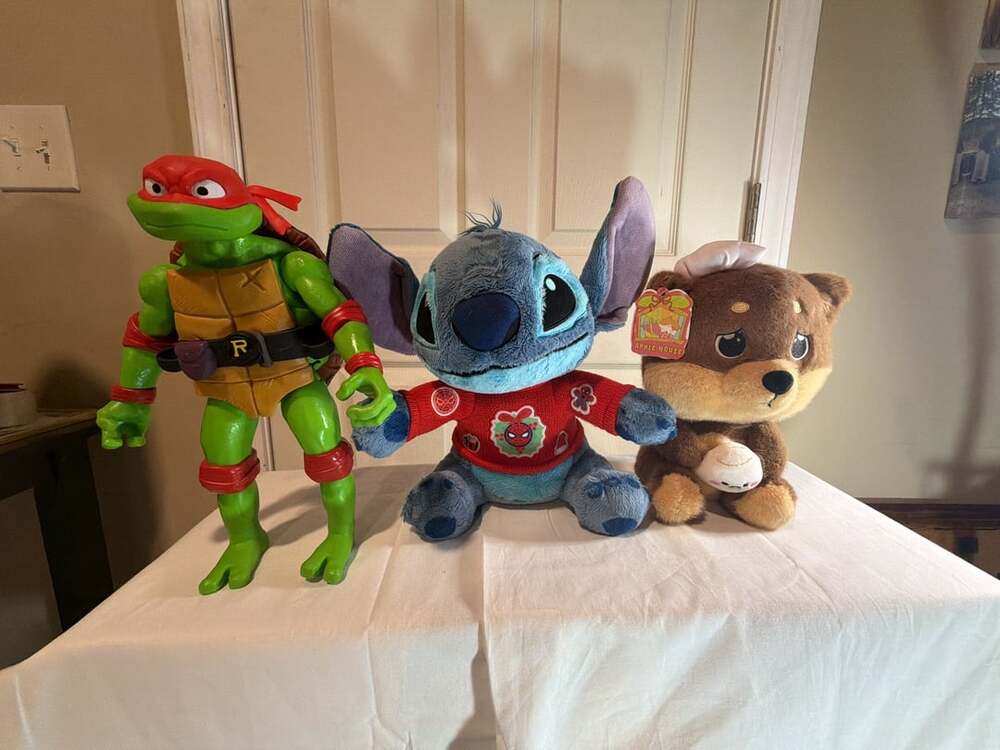 Toy bundle including Stitch Holiday Plush Stuffed Animal Spider-Man Sweater
